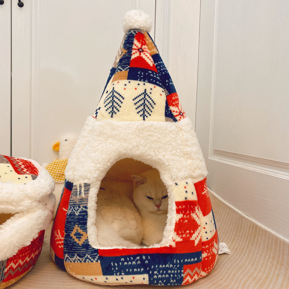 Title 3, Lamb Fleece Warm Spire Cat Nest for New Years, ...