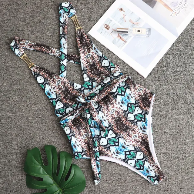 Swimsuit Snake Print Backless Bikini Snake Print One Piece S - Shop at LoveMi