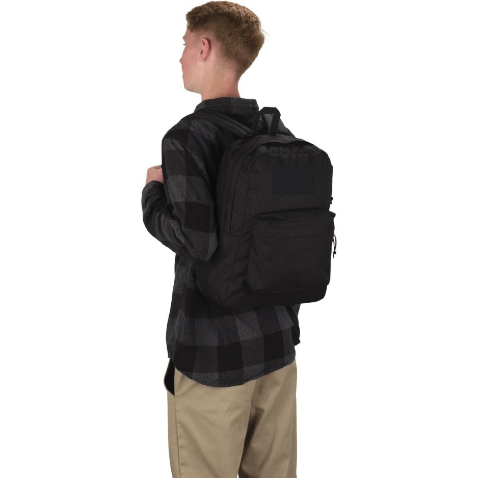 SuperBreak One Backpack, Lightweight Durable Bookbag With Main Compartment & Front Organizer Pocket, Black 2