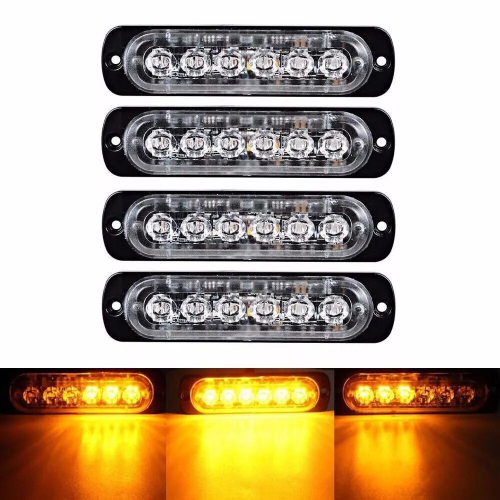 4x12V 24V 6 LED Amber Strobe Flashing Recovery Lightbar Truck Beacon Lights New — image 3