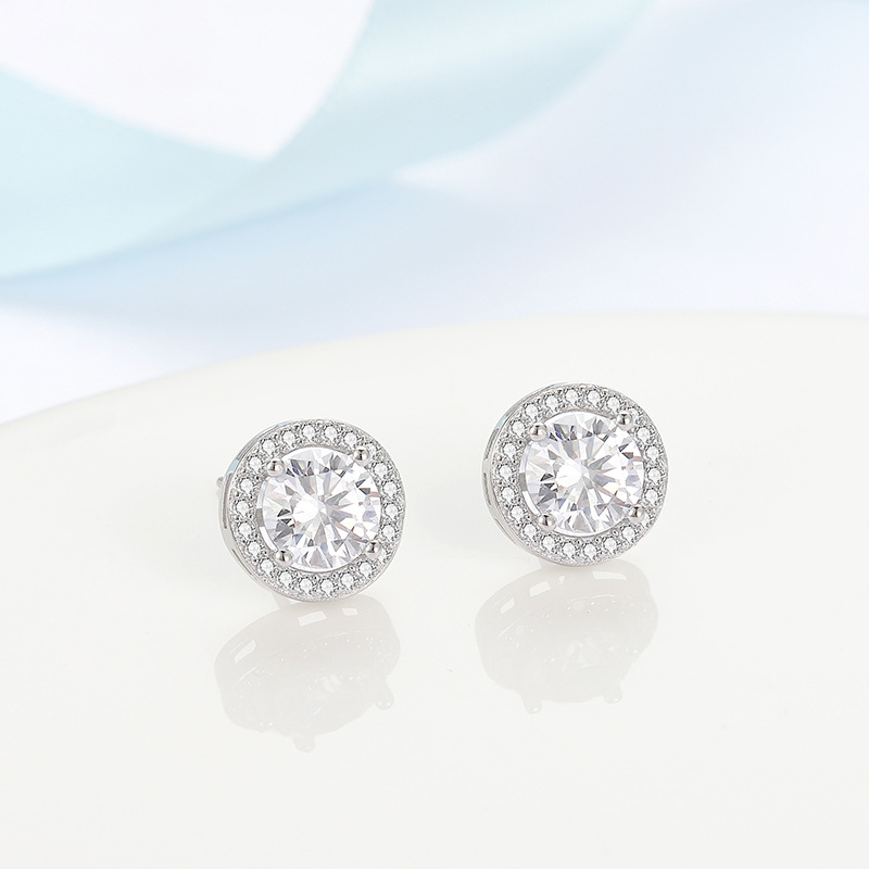 Foreign Trade Jewelry Fashion Personality Full Of Diamond White Earrings
