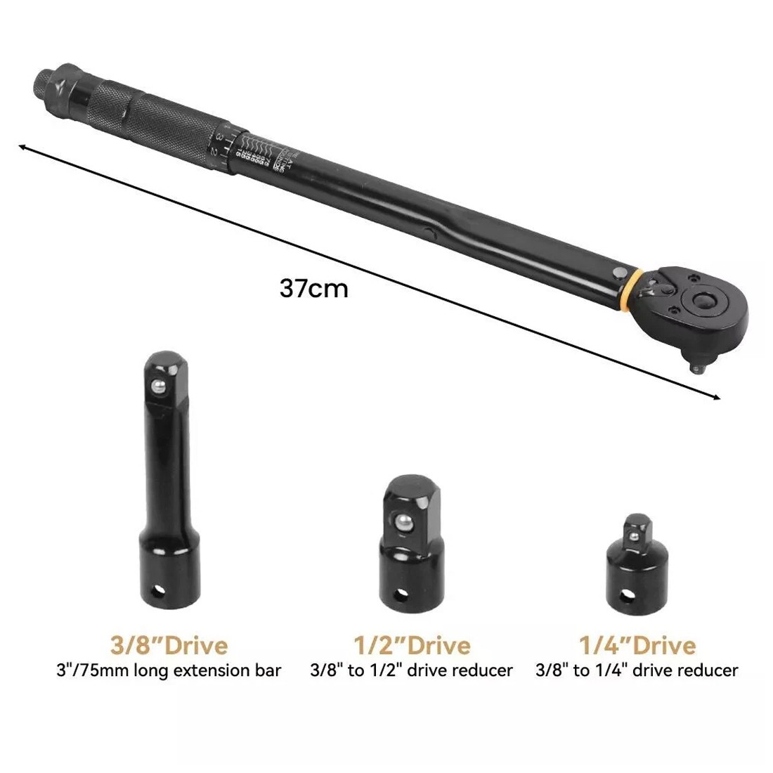 NEW 1X4 1X2 3X8 Square Drive Torque Wrench Ratchet 13.6-108.5Nm 10-80Ft-Lb 3in1 UK