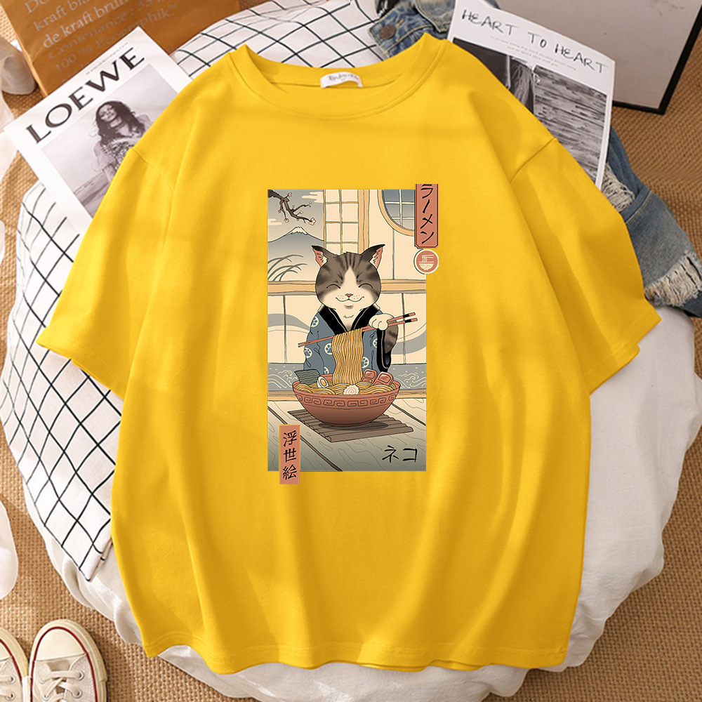 Fashion Casual Men's And Women's Short sleeved T shirt Yellow - Shop at LoveMi