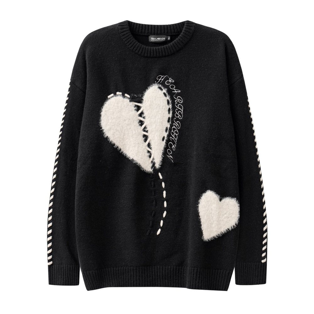 Title 3, Flocking Plush Love Round Neck Sweater