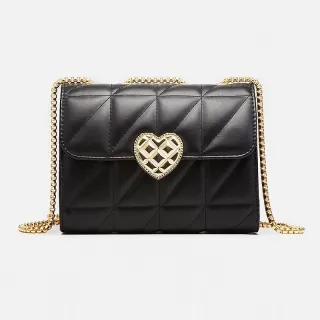 Women's Chain Lattice Shoulder Bag - Black