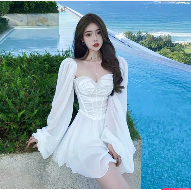 Women's French Style Square Neck Dress