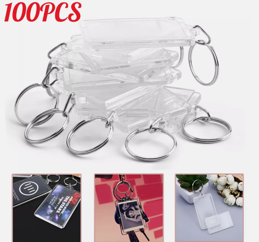Blank Keyring Acrylic Plastic Passport Photo Key Rings Craft Picture UK — image 6