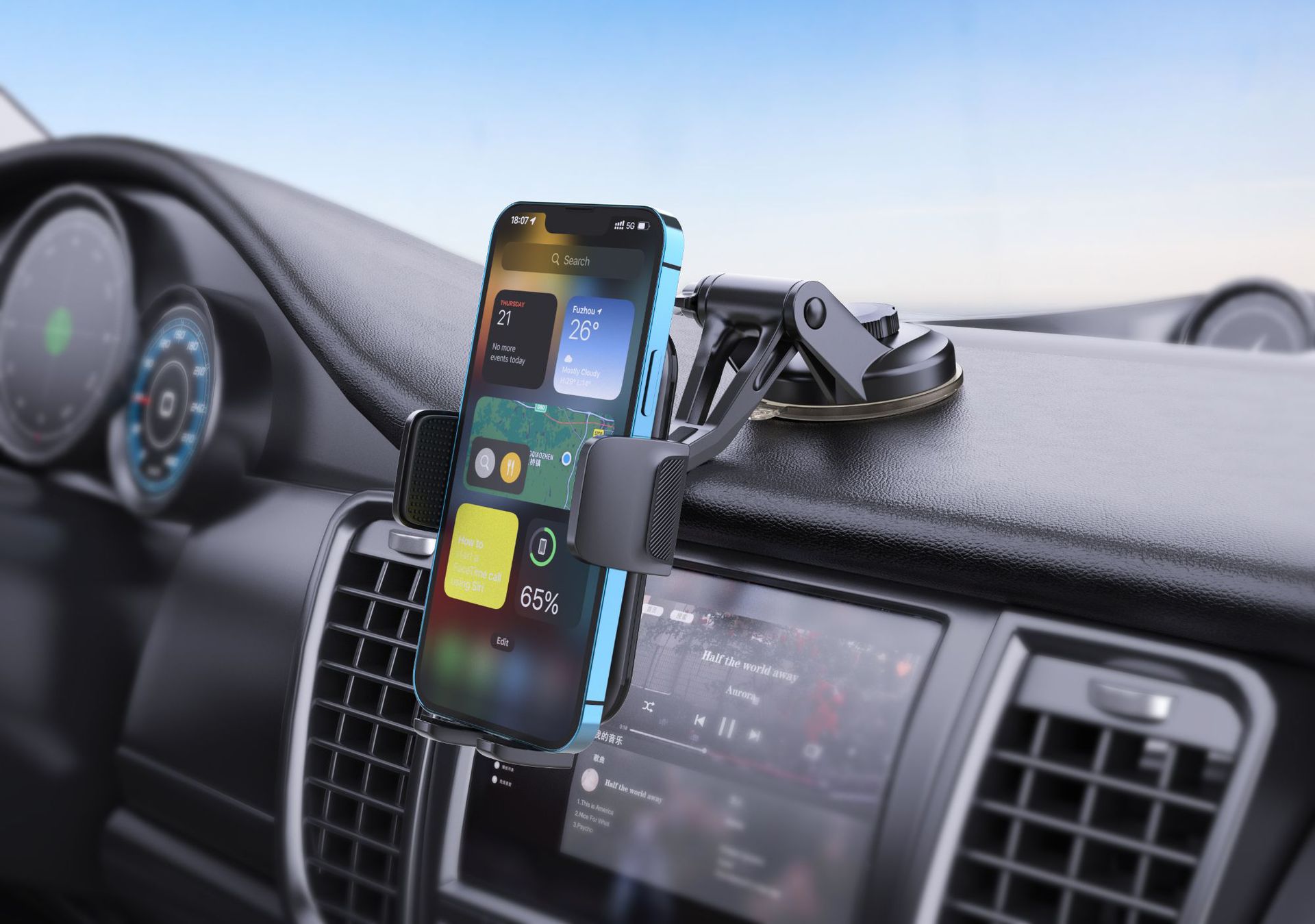 New energy electric vehicle display panel rubber injection suction cup knob mobile phone bracket