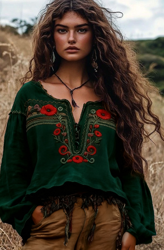 Women's Bohemian Retro Floral T-Shirt