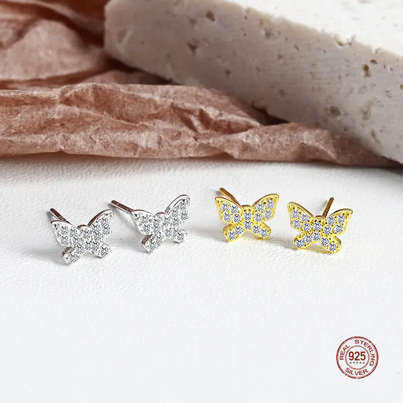 Ins Small Temperament S925 Sterling Silver Butterfly Earrings