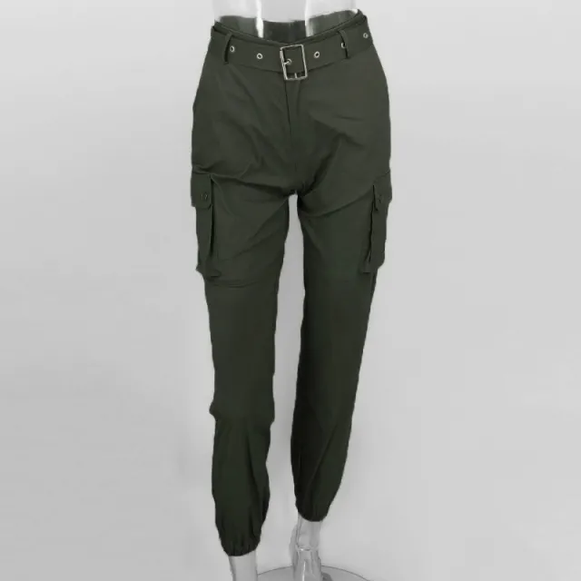 Sexy Tight fitting Cargo High Waist And Tight Feet Trousers Green - Shop at LoveMi