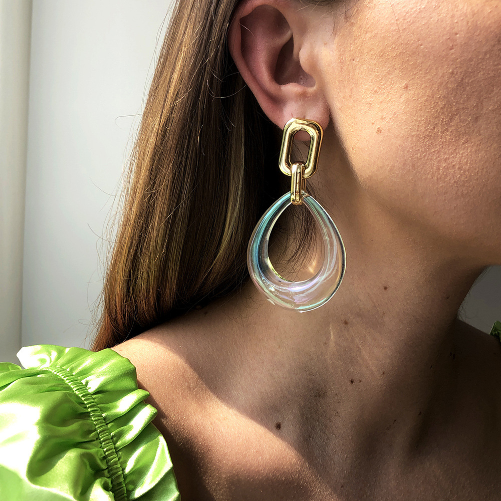 Transparent And Earrings Geometric Hollow Creative Earrings