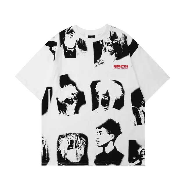 Character Pattern Short sleeved T shirt White - Shop at LoveMi