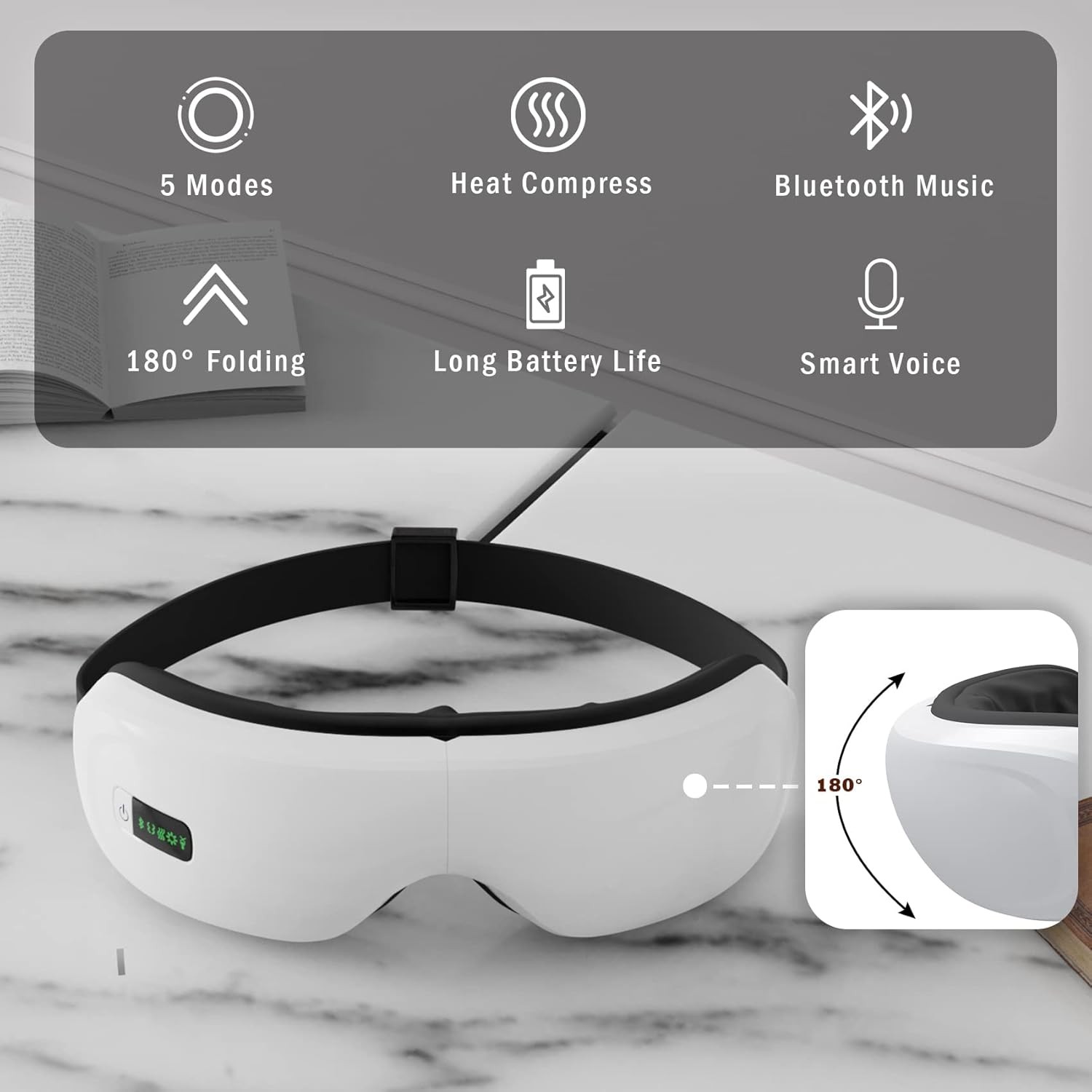 Electric Smart Eye Massager Vibration Heat Airbag Compression & Bluetooth Music — image 6