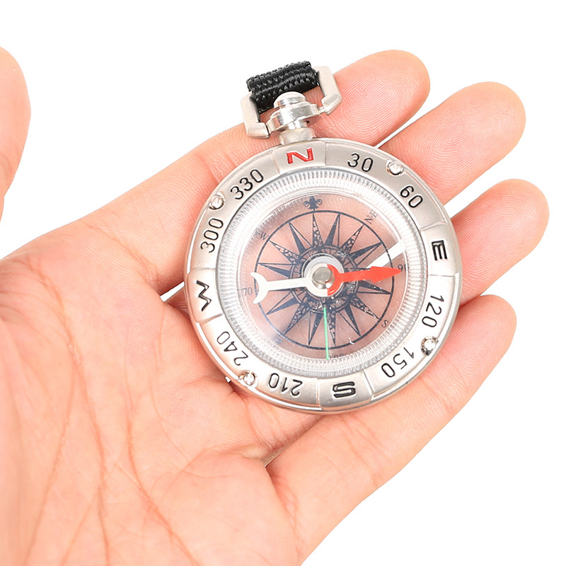 Retro pocket watch zinc alloy compass with keychain