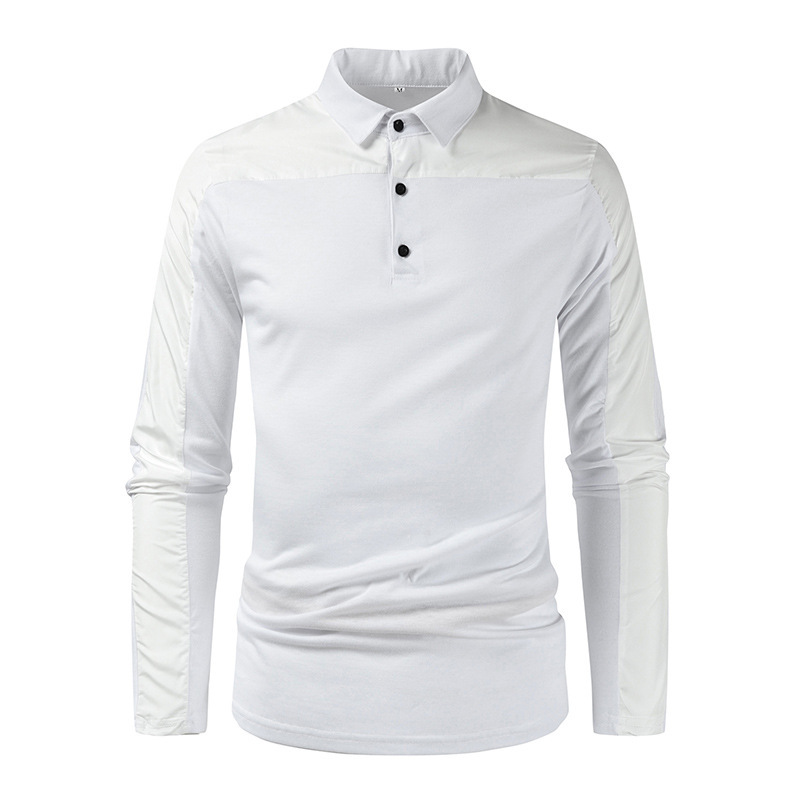 Title 2, Camisa masculina casual com lapela e painel, ma...