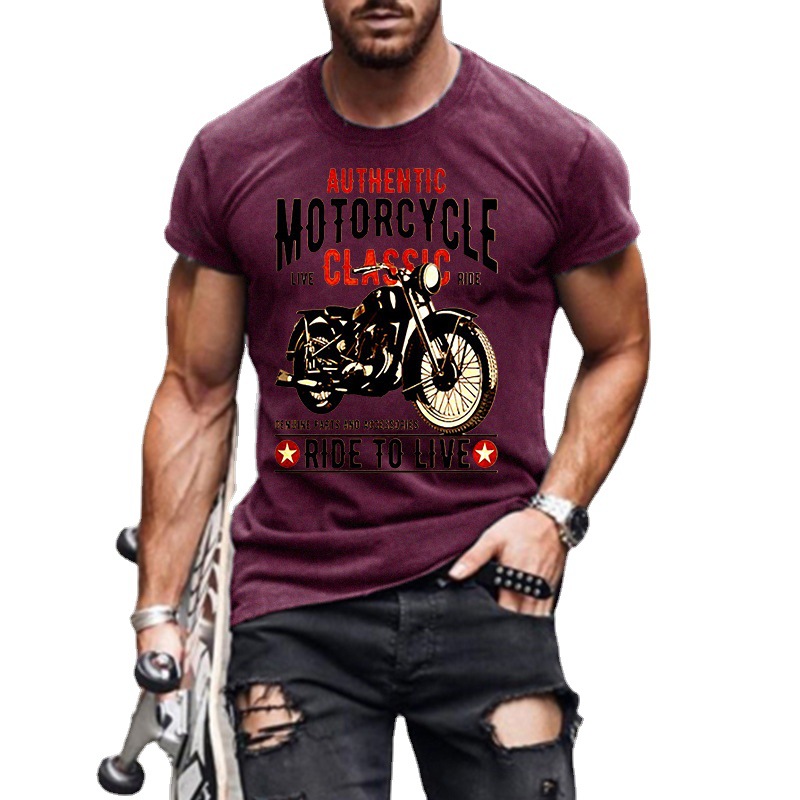 Title 8, Authentiek motorprint slim heren T-shirt met ro...