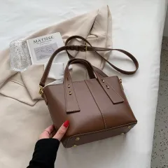 Commuter Bag Women Retro Texture Handbag Casual - Brown - View 1