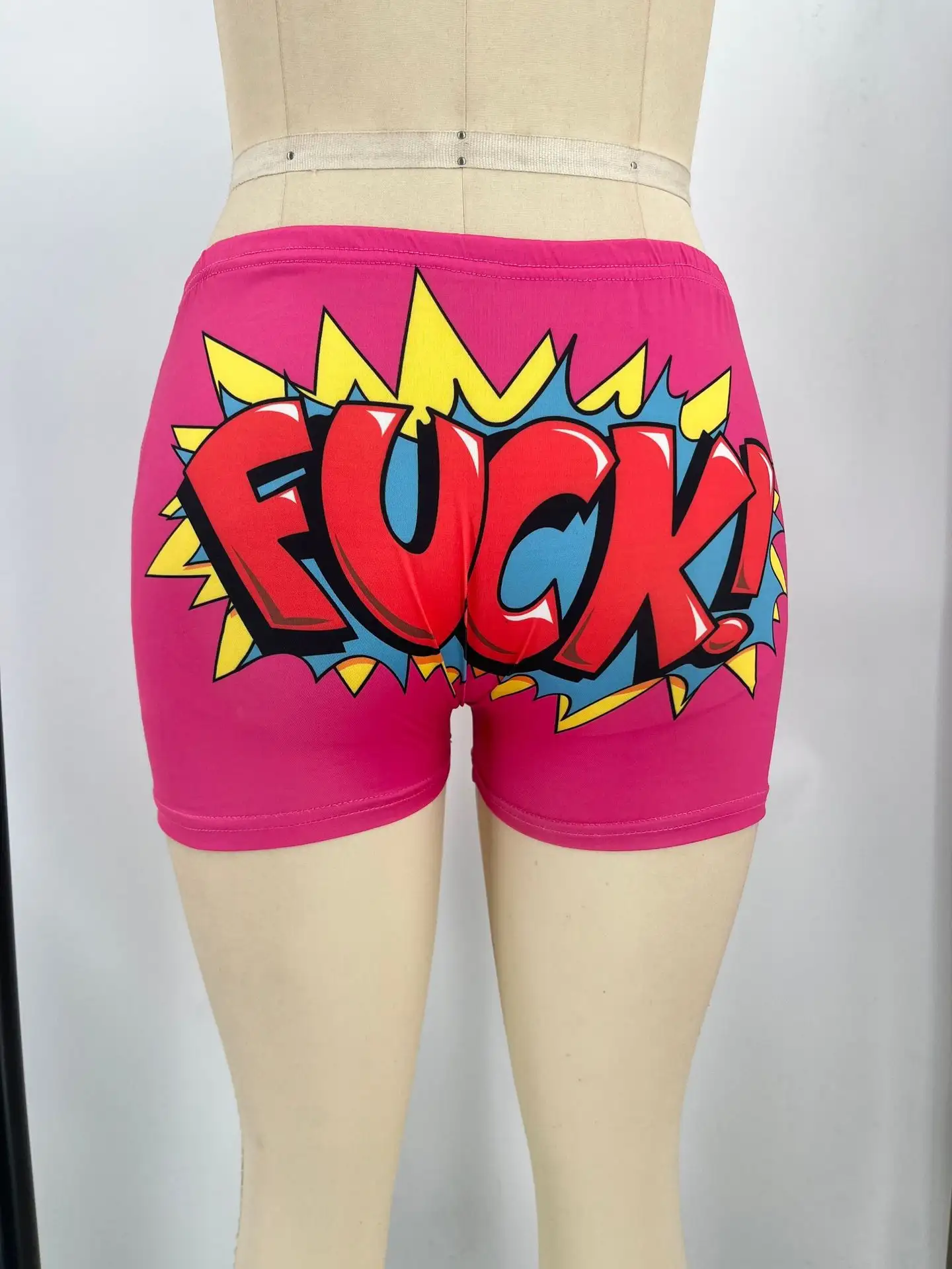 European And American Leisure Shorts Tight Cartoon Print Sports Yoga Hot Pants