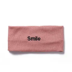 Knitted Embroidered Letters Solid Color Headband With Elastic Wide Edges - Pink - View 1