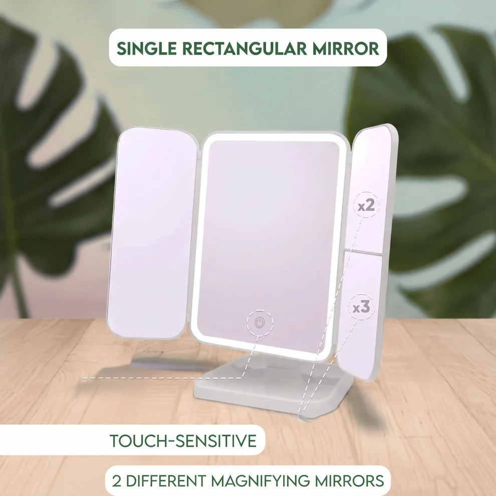 Rechargeable LED Makeup Mirror With 3 Light Modes, 2X-3X Magnification — image 8