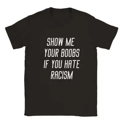 SHOW ME Women's Cotton Round Neck Short Sleeve Work Clothes Printing Black - Shop at LoveMi