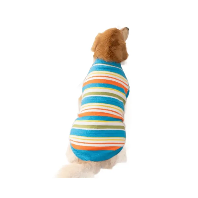 New Dog Clothes For Autumn And Winter Simple And Versatile Striped Sweater Sleeveless Golden Retriever Pet Clothes Blue - Shop at LoveMi