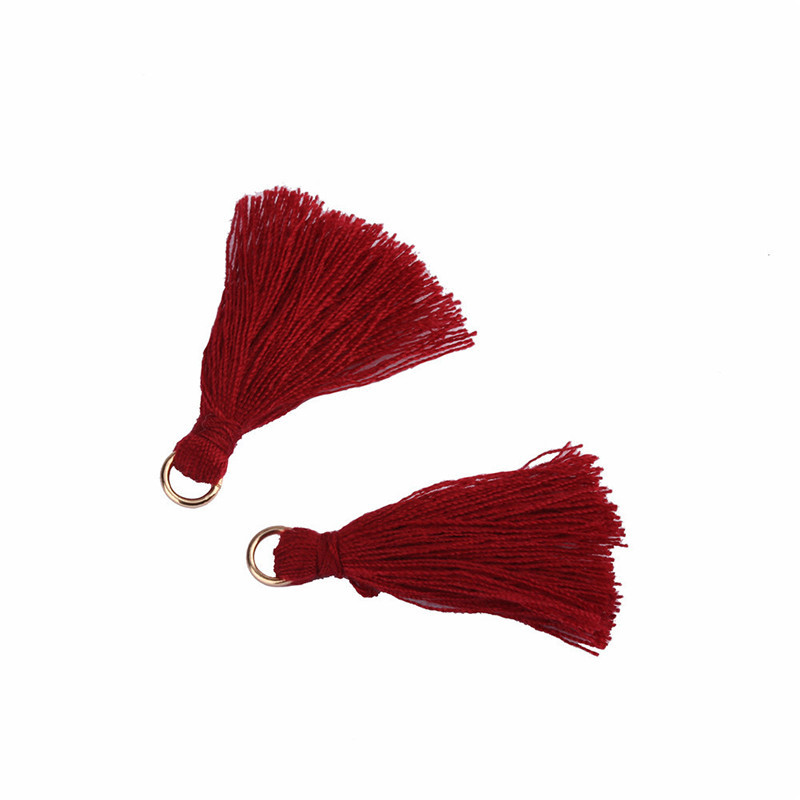 Color 3cm Polyester cotton Hanging Ring Small Tassel Wine Red - Shop at LoveMi