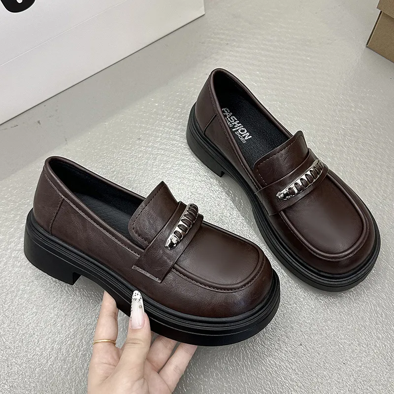 Retro Brown British Style Leather Dress Shoes