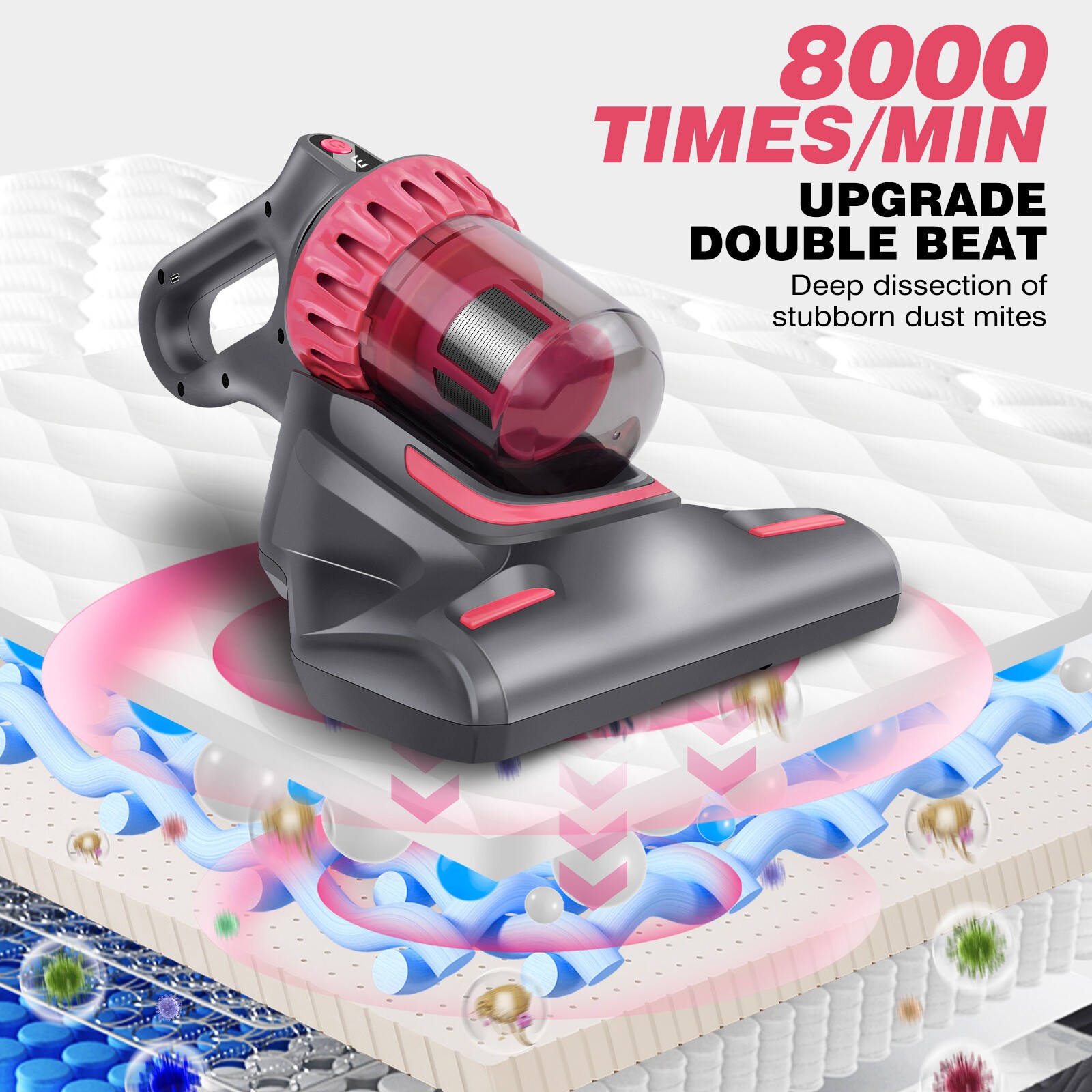 UV Mite Remover Home Bed Mattress Vacuum Sofa USB Charging Cleaner Handheld
