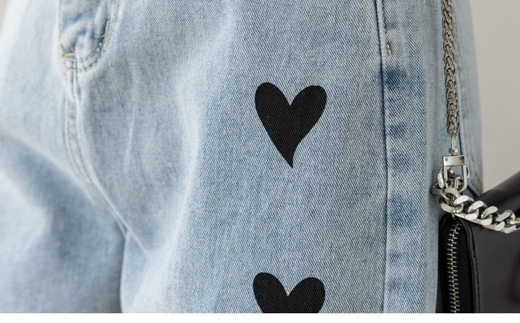 High-waisted Love Printed Jeans Women Are Thin And Tall