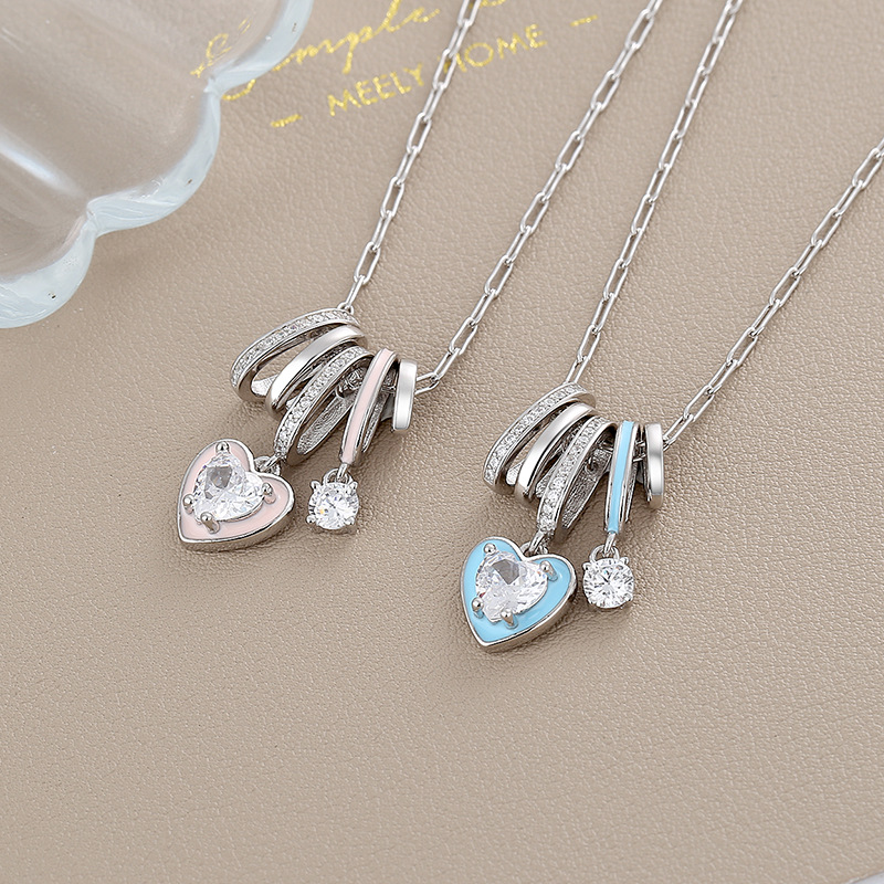 S925 Silver Enamel Color Beads Lucky Chain Aurora Little Rock Candy