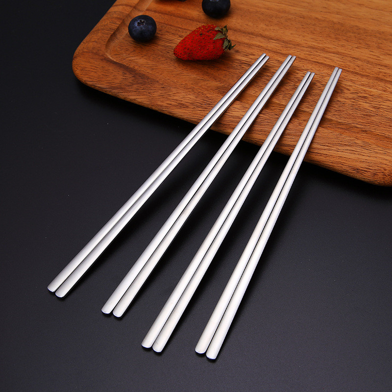 Title 12, Stainless steel chopsticks Korean style solid f...