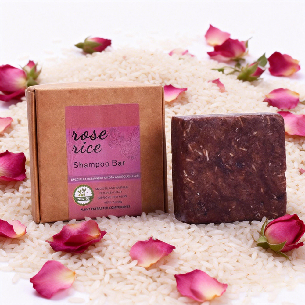 Square Rose Rice Shampoo Bar