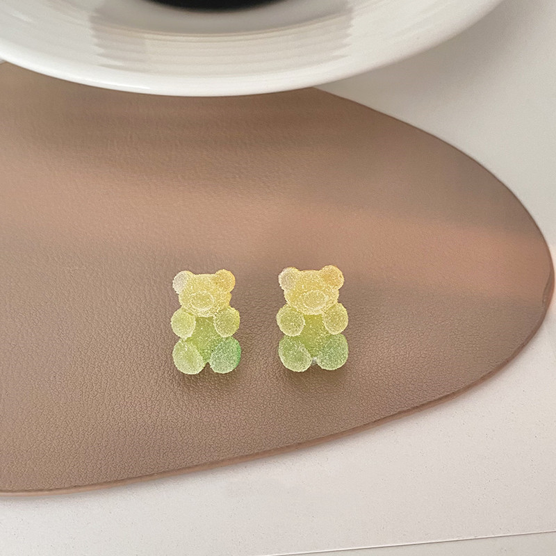 Temperament Earrings Cute Gradient Color Bear Earrings Women