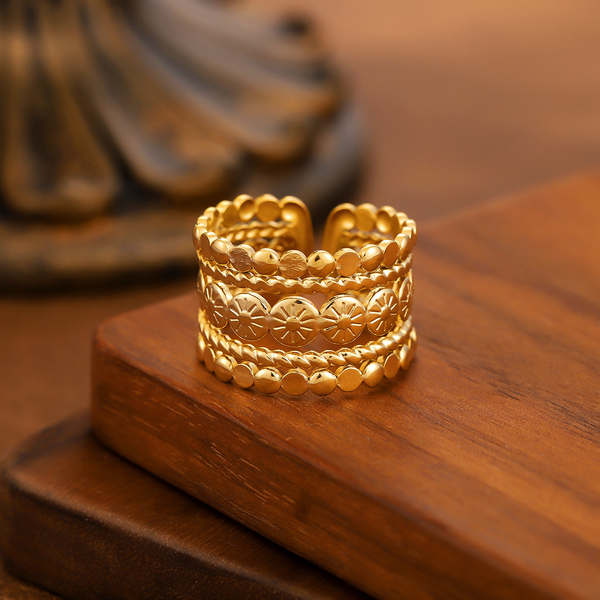 Style Titanium Steel Ring For Women, Light Luxury Advanced Sense, Niche Design, Open & Gold... thumbnail 4