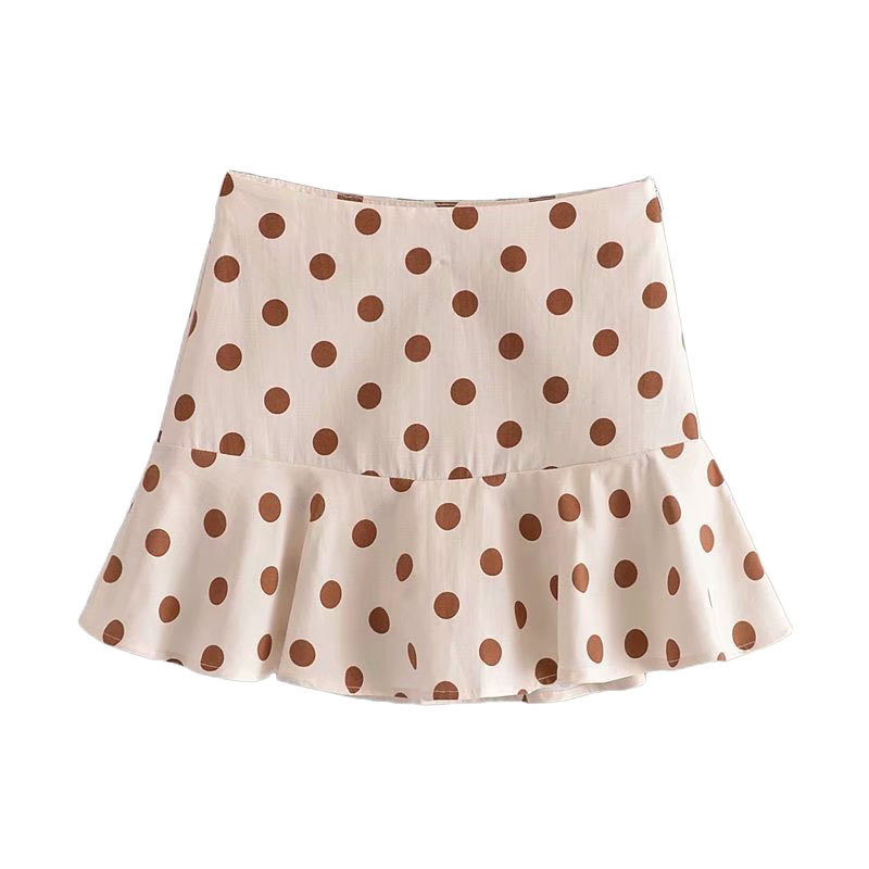 Ladies Polka Dot Top Layered Decorative Short Skirt