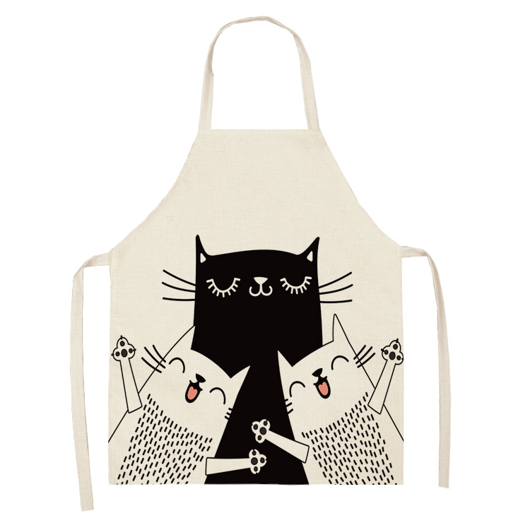 Title 12, Black and white cat pattern cooking overalls cu...