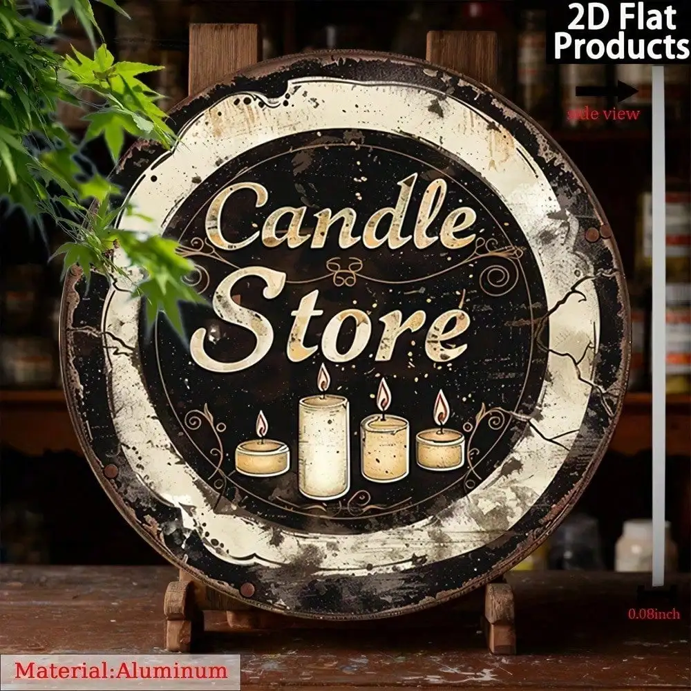 Candle Shop Metal Sign 7.87 Inch, Holiday