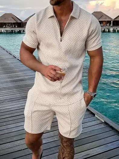 Polo Shirt Sports Short Sleeve Shorts Suit for Men