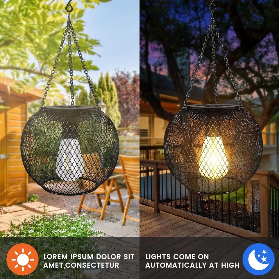 4x Solar Powered LED Hanging Lantern Lights Waterproof