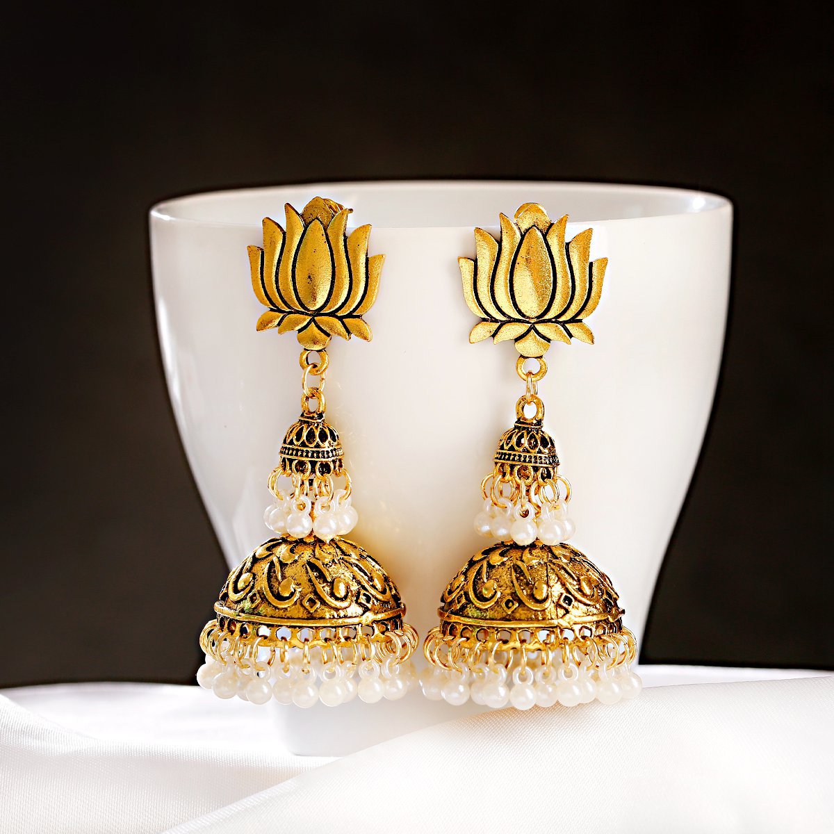Lotus Rice Beads Hat Pendant Earrings Ethnic Style Fashion Street Earrings