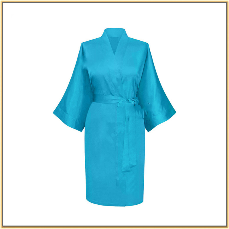 Title 6, Elastic Imitation Silk Pajamas Solid Color Fema...