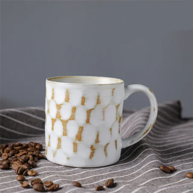 Japanese Style Ceramic Coffee Cup Retro Mug Plain White - Shop at LoveMi