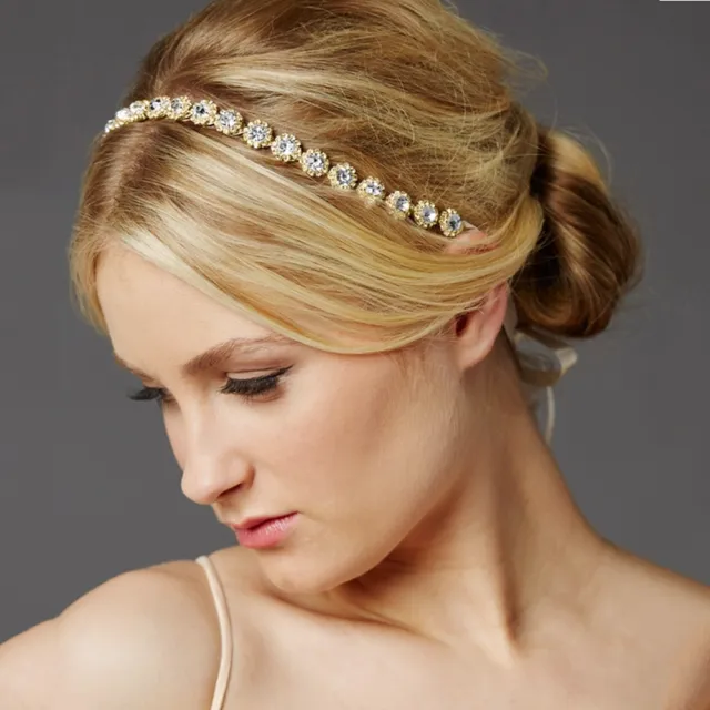 Bridal Rhinestone SUNFLOWER Hair Band Wedding Photography Accessories Banquet Headdress Gold - Shop at LoveMi
