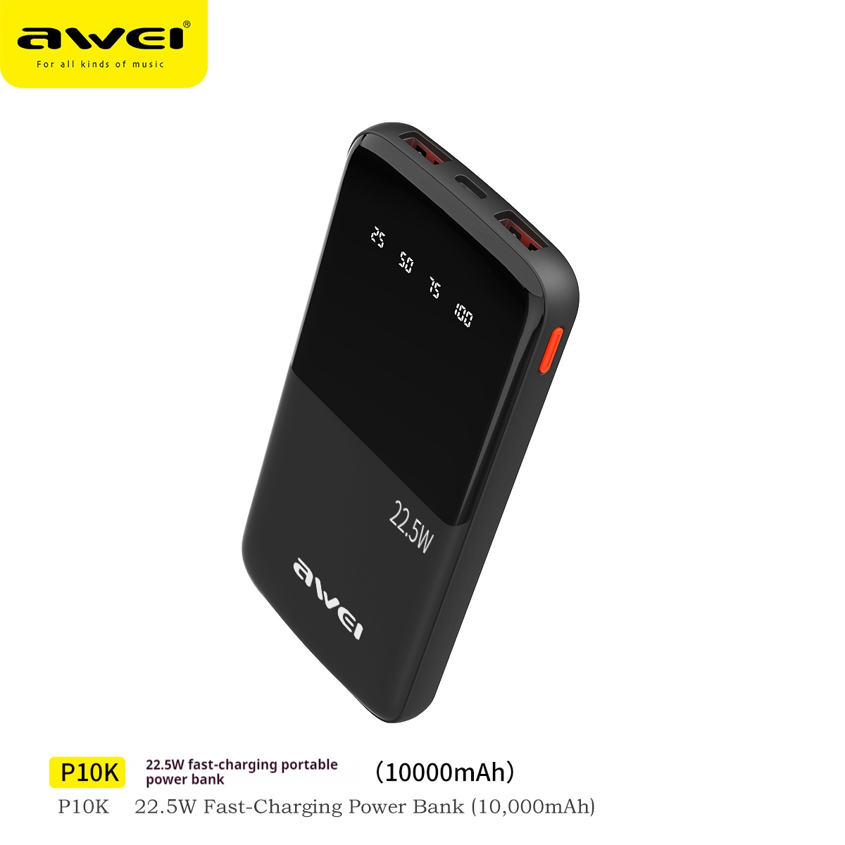 AWEI Power Bank 10000mAh Caricabatterie Portatile ad Alta Velocità - Foto 7 di 7