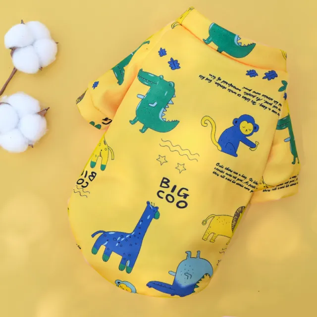 Printed Cartoon Pet Clothes Plus Velvet Two legged Sweater Yellowbottomed Giraffe - Shop at LoveMi