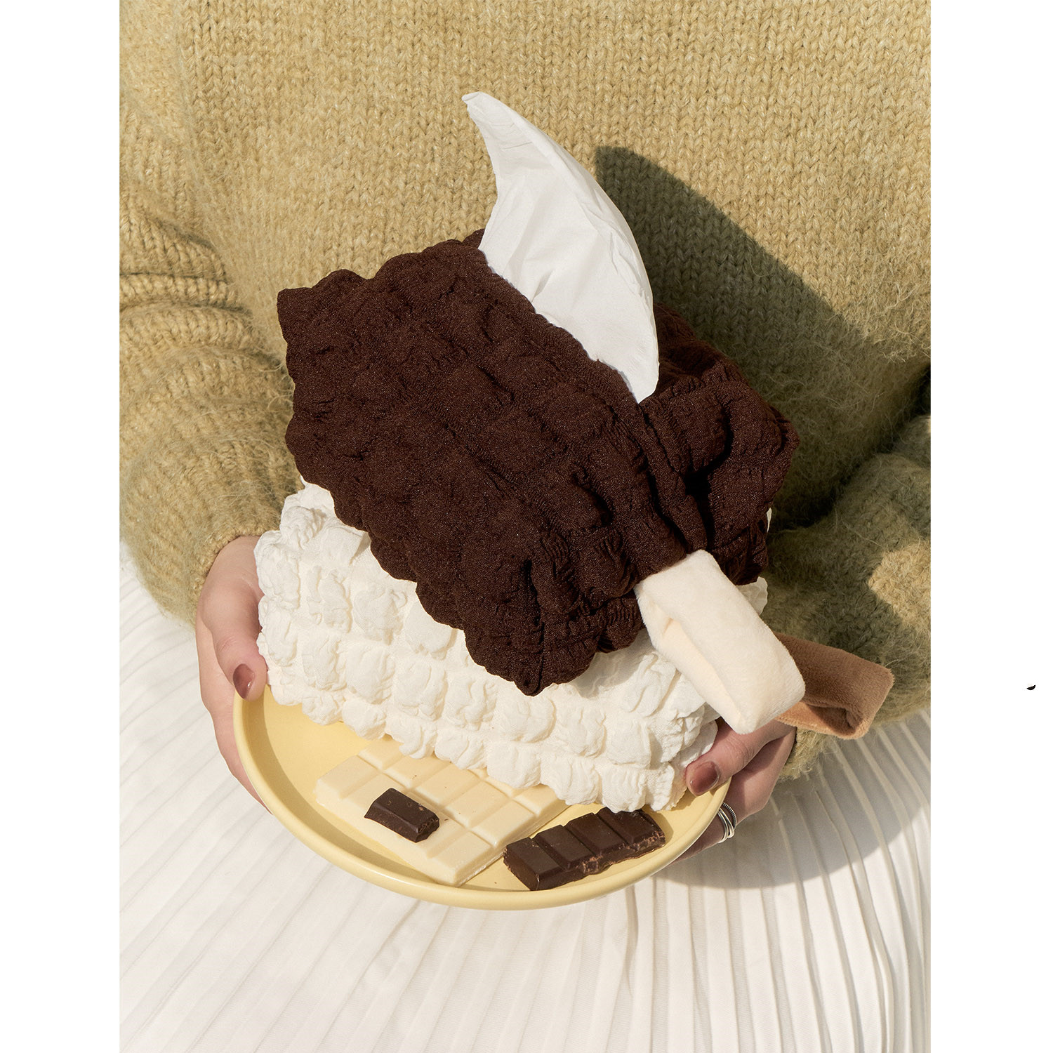 Original Flow Heart Chocolate Tissue Box Fabric Decoration