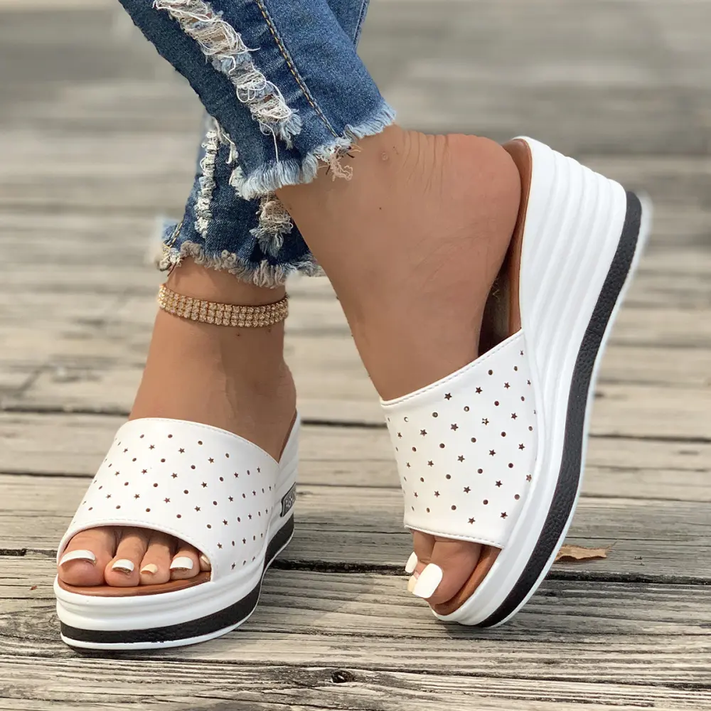 Fish Mouth Wedges Sandals Summer Fashion Hollow Design High