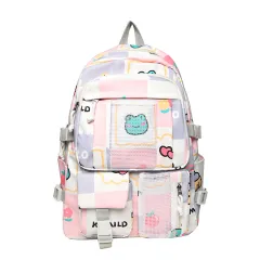 Cute Cartoon Doodle Illustration Schoolbag Girl - Purple - View 1